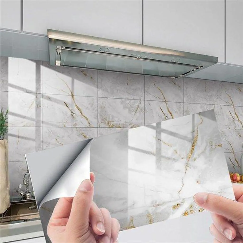 Décoration murale marbre adhésif 15 x 30 cm pour meuble de salle de bain