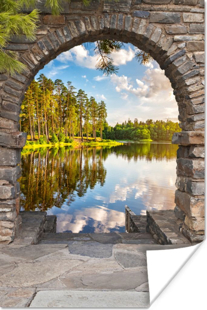 MuchoWow Poster Landschaft - Ausblick - Wasser 120x180 cm - Kunstposter