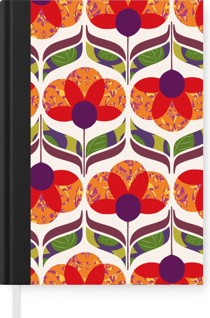 MuchoWow Notizbuch Tagebuch Haushaltsbuch Notebook A5 Retro - Flower Power - Vintage - Farben - Notizblock - Notizheft - Notebook - Schreibblock ...