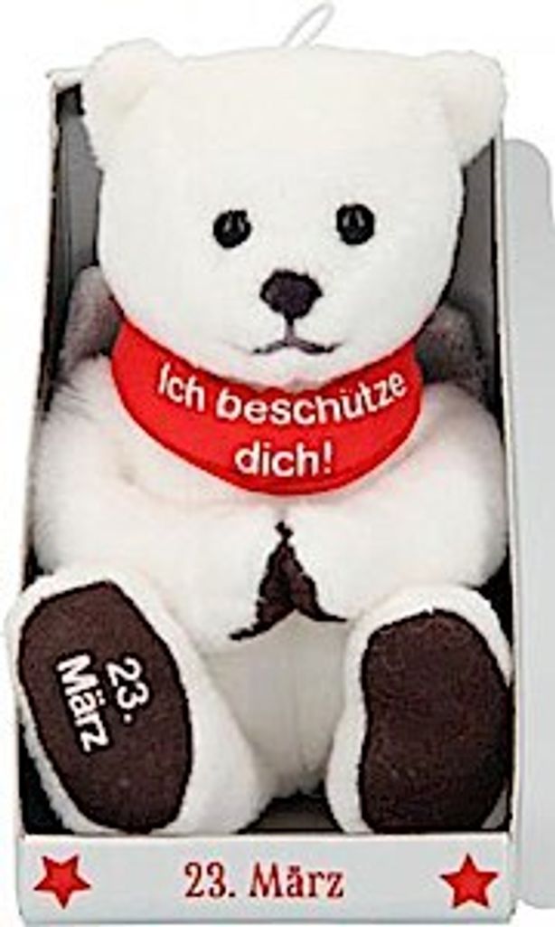 Depesche 8139.083 - Schutzengel Bär aus Plüsch, ca. 9 cm, mit Datum 23. März, Geschenk für Geburtstag, Jahrestag oder Hochzeitstag