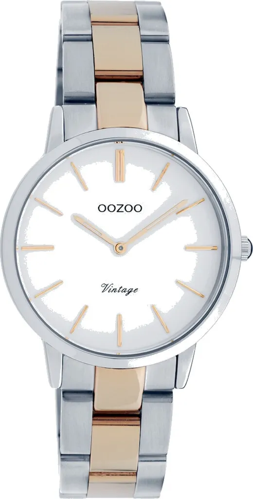 Montre Femme Bicolore Oozoo C20045 Bracelet Métal Argent et Or Rose