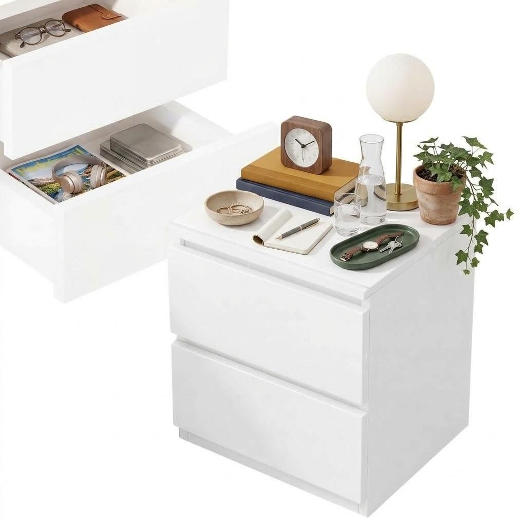 Nachttisch Nachtkommode, weiß, skandinavischer Stil, LOFT Produktbild 