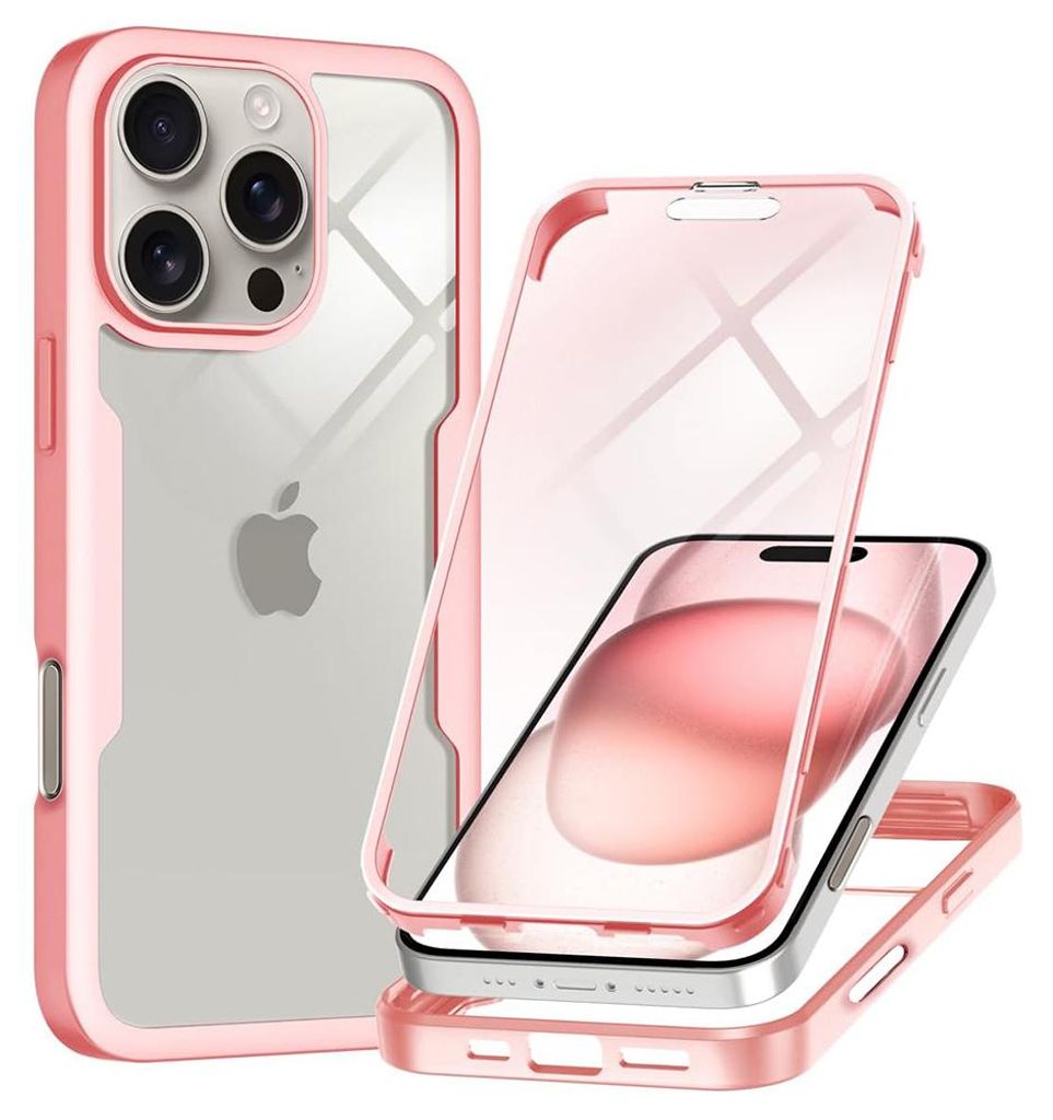 Techsuit ColorVerse 360 Hülle mit Schutzfolie für Apple iPhone 16 Pro Max - Rosa