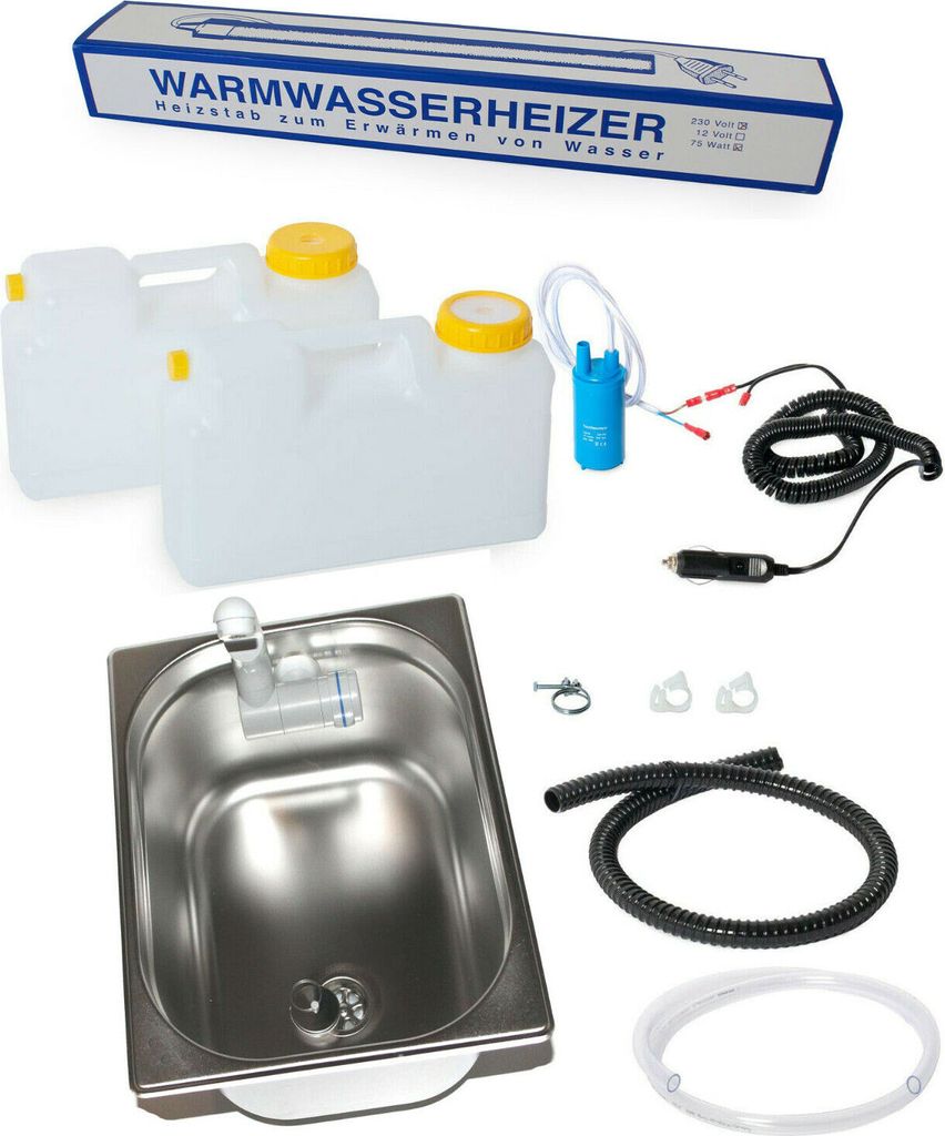12V Warmwasser Miniküche Verkaufsstand Bausatz Spüle 325x265x150mm T4 T5 T6 Vito