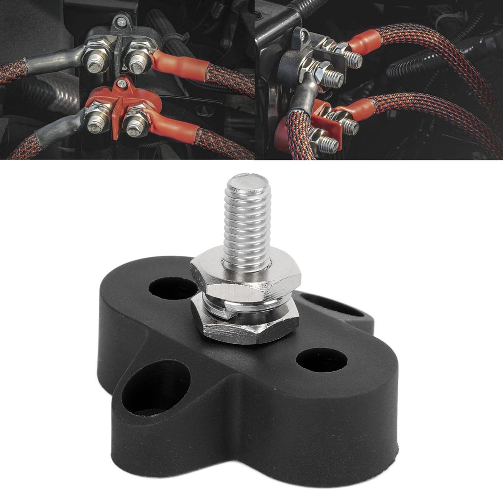 DC 48V M6 Heavy Duty Batterie Stromverteiler Klemmenblock Anschlusspfosten für Auto Marine Anhänger RV BootSchwarz