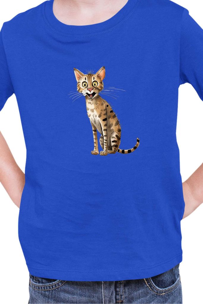 Kinder T-Shirt Funny Cats Breeds Savannah Cat, 12-13 Jahr - 152 / Blau