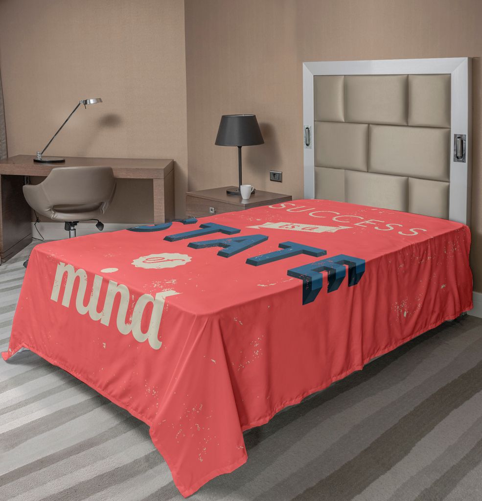 ABAKUHAUS Sprichwort Bettlaken, Erfolg Ist Ein Geisteszustand Im Retrostil Thema Motivzitat Klassiker Druck, weiches bequemes oberes Bettlaken für...