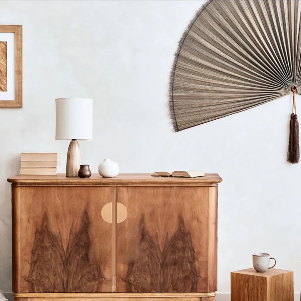 Poignée Double Trou en Bois Naturel Lot de 4 Demi-Lunes pour Rangement