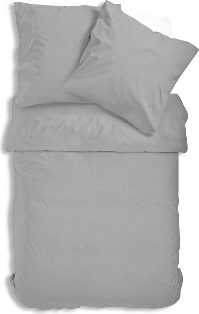 Uni Renforce Bettwäsche 135x200 cm oder 155x220 cm Baumwolle mit Reißverschluss, Farbe:silber, Größe:4 teilig 155x220 cm