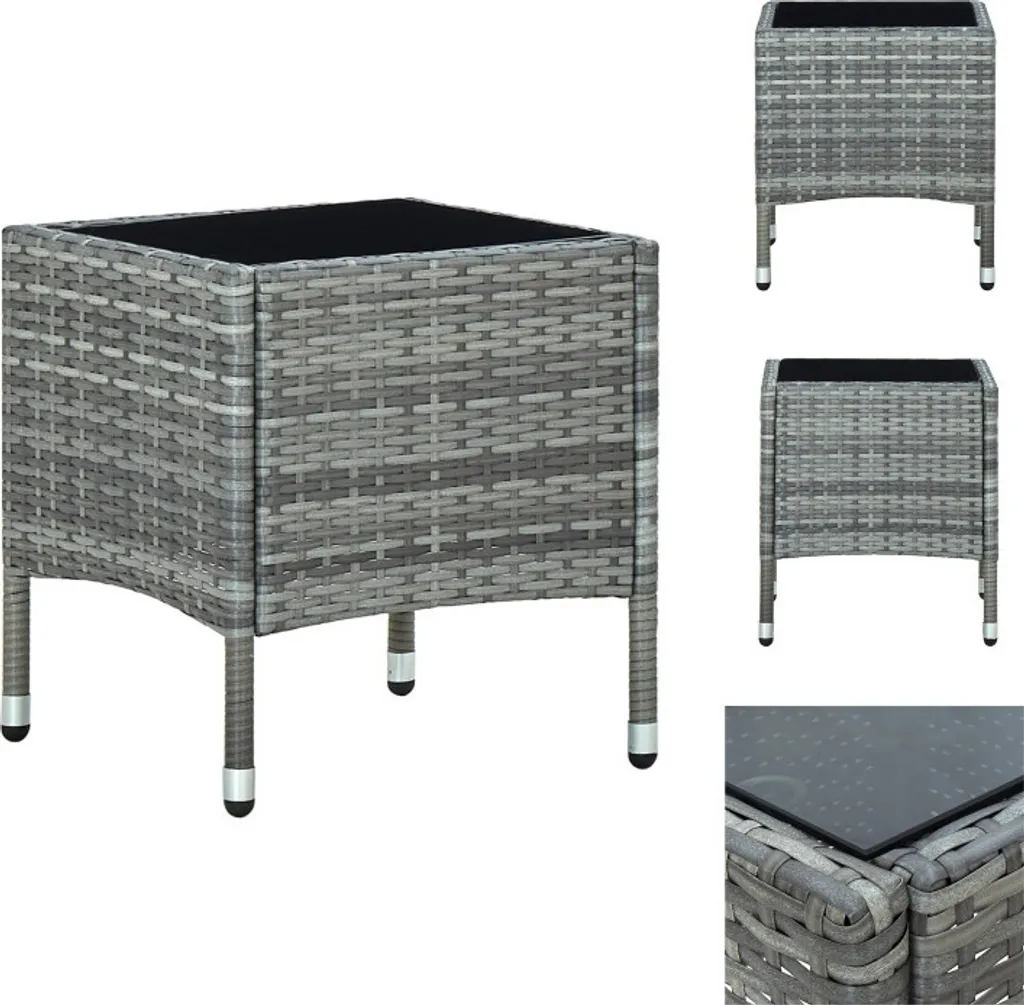 vidaXL Tavolo Esterno in Polyrattan Grigio 40x40x45 - Momenti di Relax