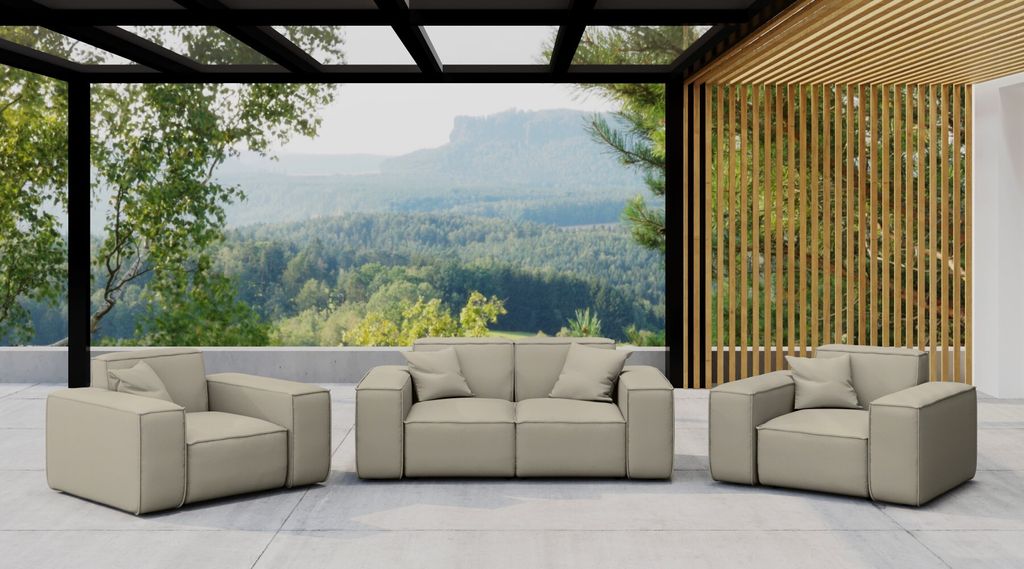 Kaiser Möbel Gartenmöbel-Set 2 1 1 für Garten, Terrasse, Gartenmöbel, MALIBU Lounge-Set, gemütlich und komfortabel Dunkelbeige