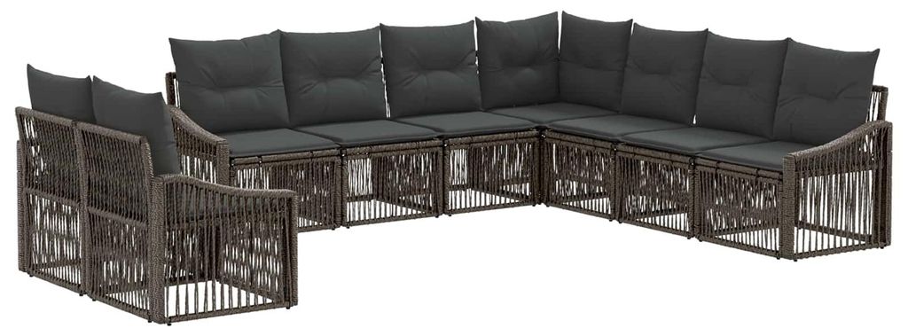 vidaXL Gartensofa-set 9 pcs Grau Poly-Rattan