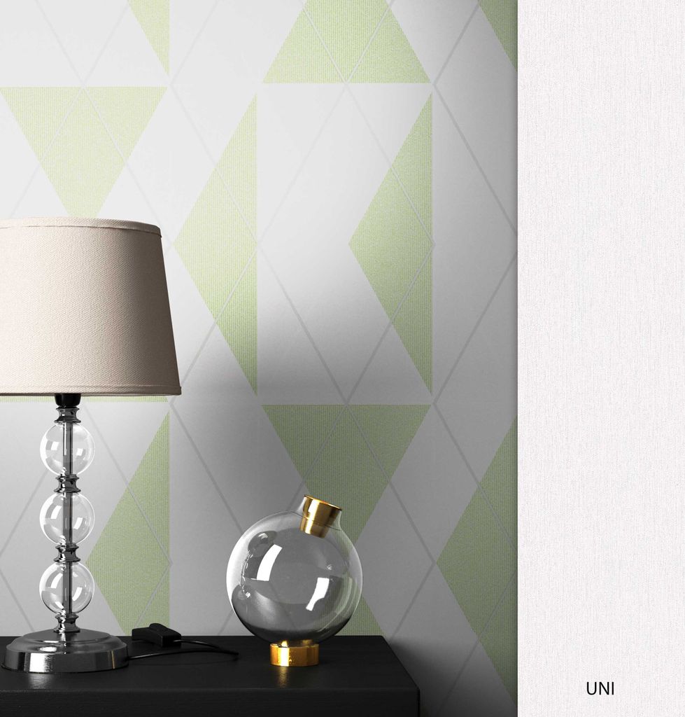NEWROOM Tapete Weiß Vliestapete Geometrisch - Grafik Grün Modern