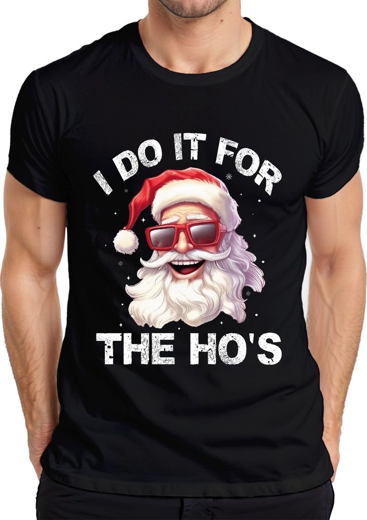 I Do It For The Ho's Santa Weihnachtsmann Lustig Geschenk Herren T-Shirt, Schwarz, XXL