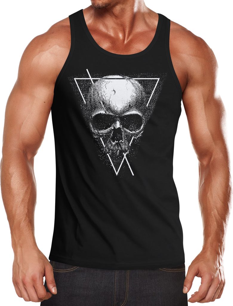 Herren Tank-Top Neverless Skull Totenkopf Hipster Triangle Muskelshirt Muscle Shirt Neverless schwarz M