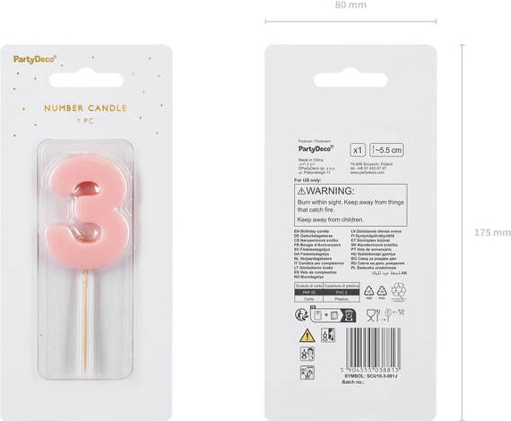 geburtstag Abdeckung Ziffern 3 rosa5.5cm 38813