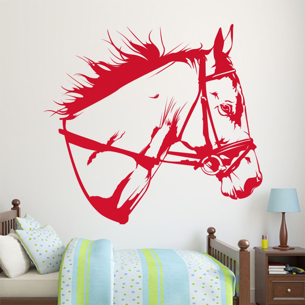 KIWISTAR Pferd mit Geschirr Wandtattoo in 6 Größen - Wandaufkleber Wall Sticker - Dekoration, Küche, Wohnzimmer, Schlafzimmer, Badezimmer