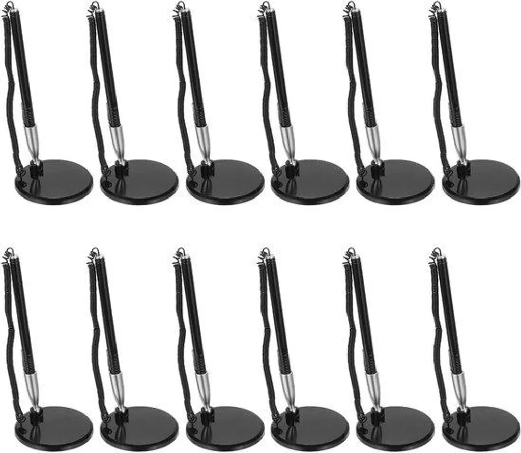 Lot de 12 stylets noirs avec cordon extensible et support adhésif