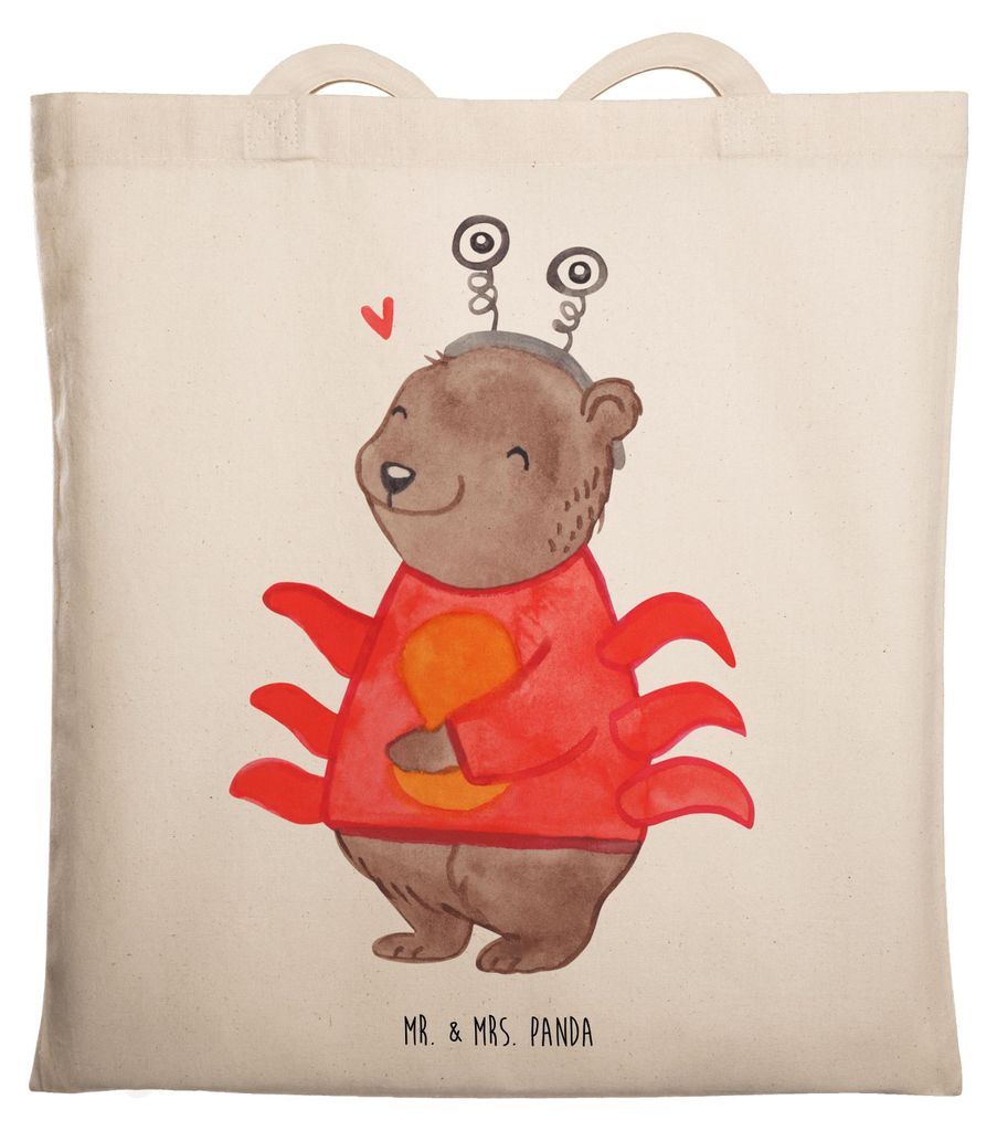 Mr. & Mrs. Panda canvas tasche Krebs Astrologie - Transparent - Geschenk, Sternzeichen, Geburtstagsgeschenk, Tierkreiszeichen, Jutebeutel, Shopping...