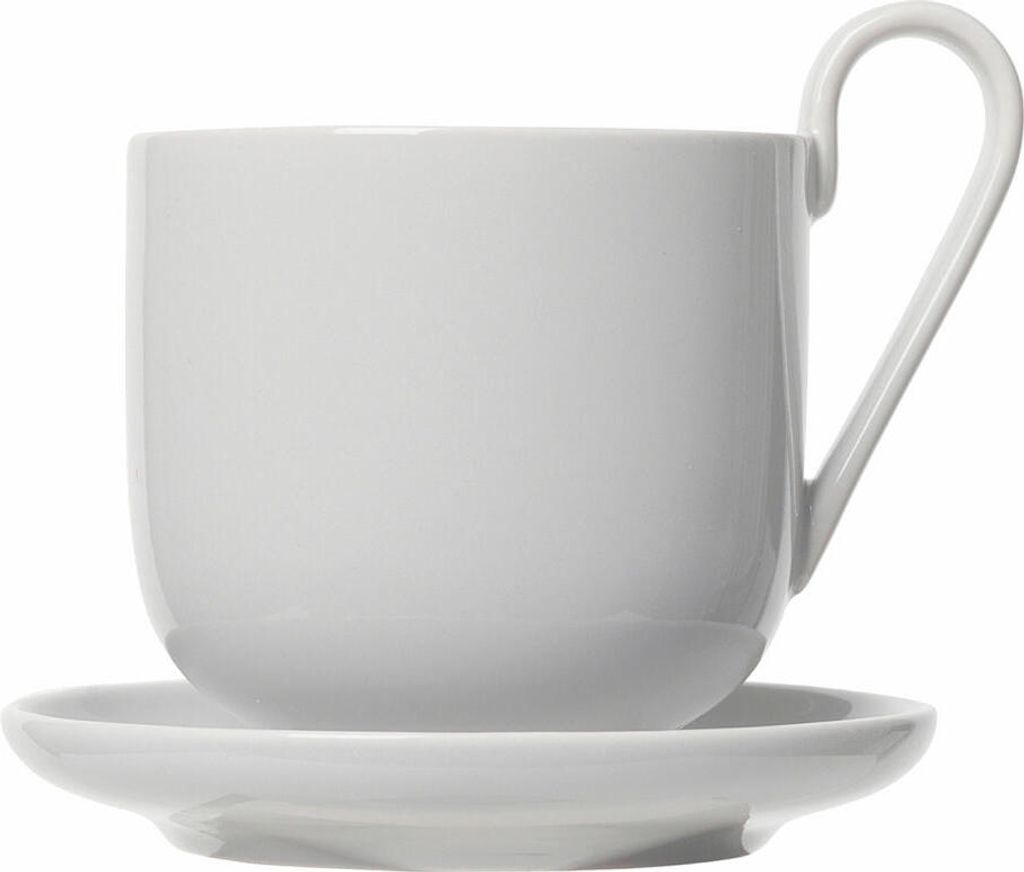 Blomus RO Set 2 Kaffeetassen mit Untertasse, Teetasse, Becher, Porzellan, Nimbus Cloud, 290 ml, 64050