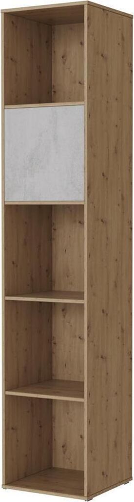 SMARTBett Standregal, Würfelregal für Wohnzimmer, Kinderzimmer, Schlafzimmer und Büro | Regal Wildeiche + 1 Tür Beton