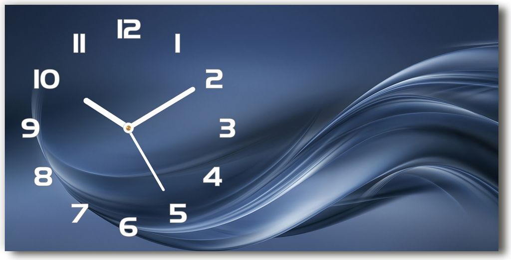 Wanduhr aus Glas – 60x30 cm - Glasbild - Glasuhr - Gehärtetes Glas - weisse-zeiger - graue Welle