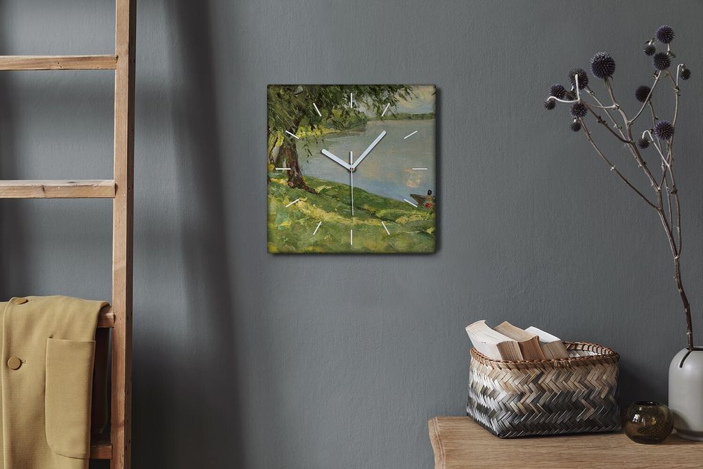 Coloray Hodiny Unikátní 30x30 cm Tiché hodiny Pro obývací pokoj a kuchyň Nástěnné hodiny Plátno Bílé ručičky hodin - Malba bota viz s...