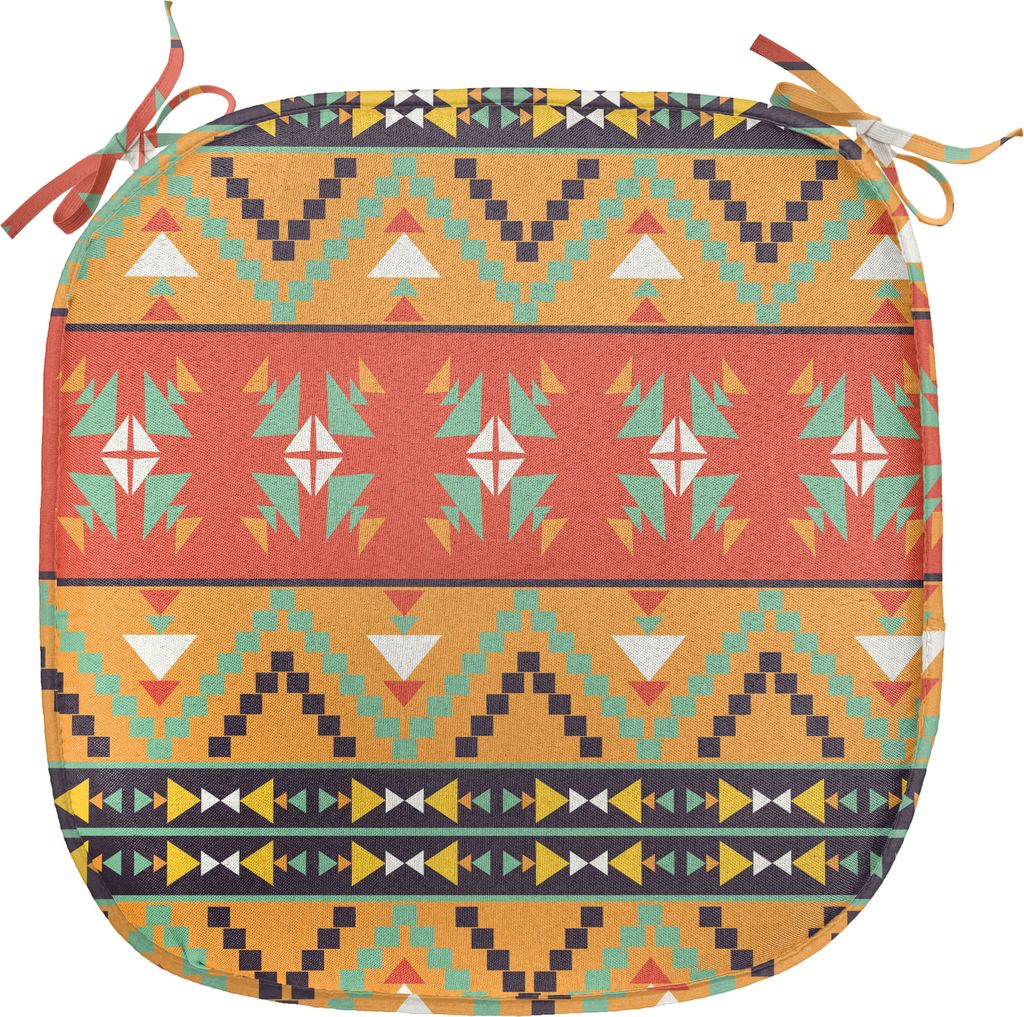 ABAKUHAUS Abstrakt Polster für Esszimmerstühle, Tribal Aztec Motive, Dekoratives wasserfestes Kissen mit Riemen für Küchensitze, 40 cm x 40 cm,...