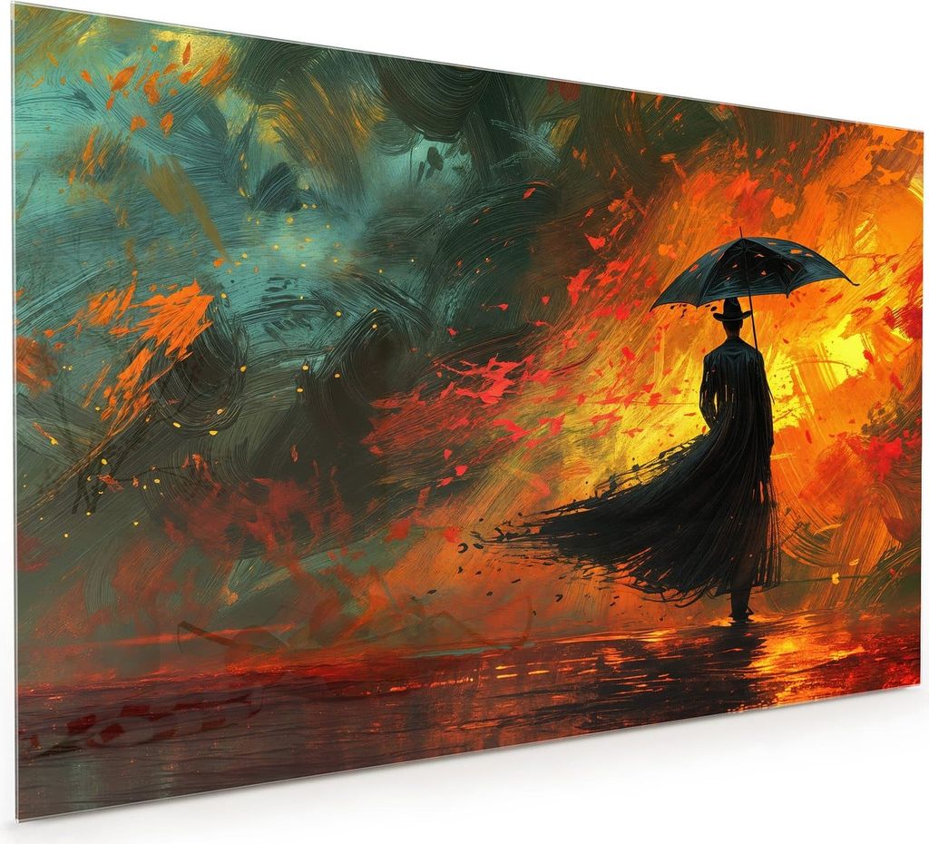 Küchenrückwand Spritzschutz Glas mit Motiv Mann Mit Regenschirm 40 x 40 cm