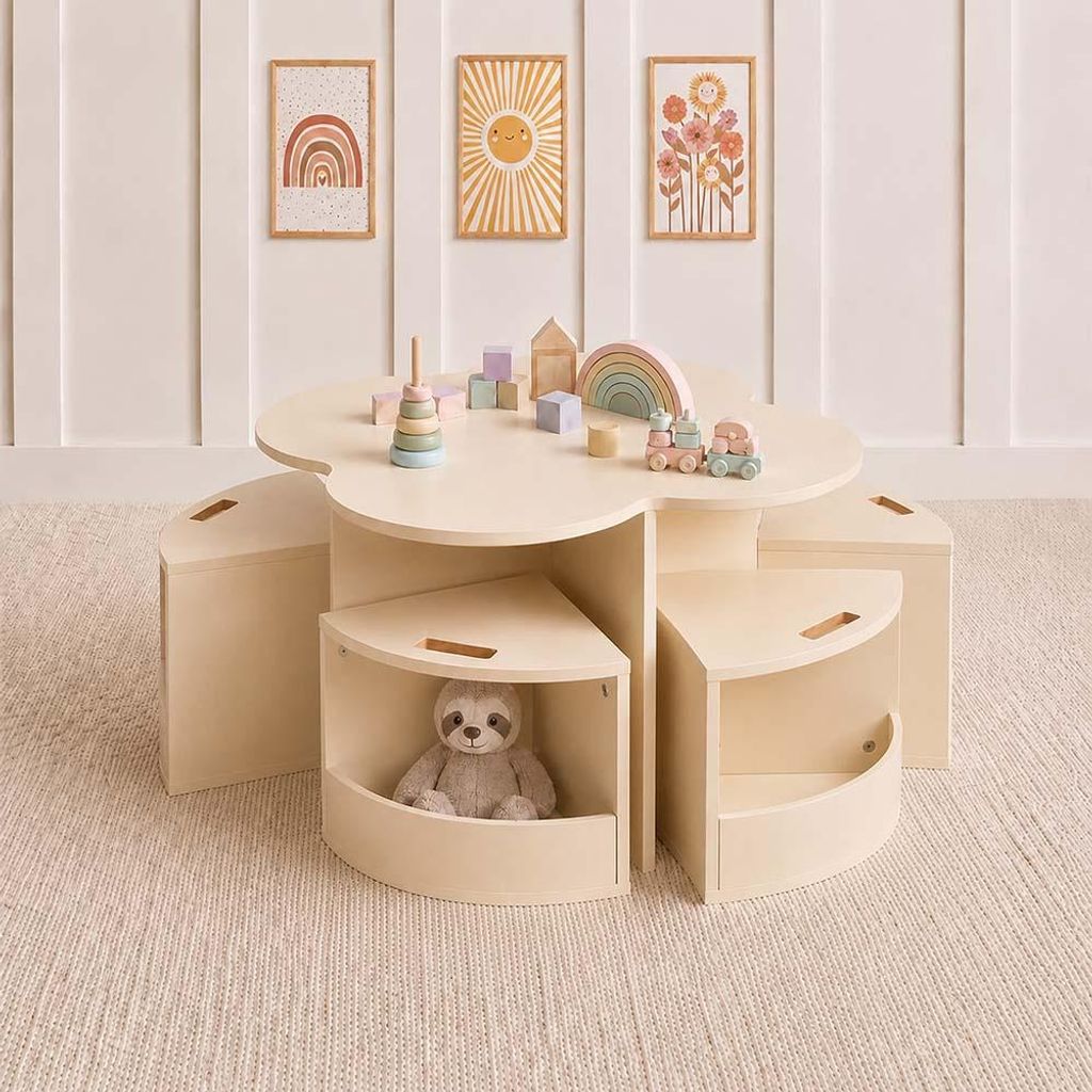 Baninni kinderstoel met 4 stoeltjes, kleur: zandkleur Productafbeelding 
