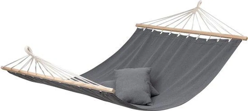 Chaise longue double en bois massif gris foncé résistante aux intempéries