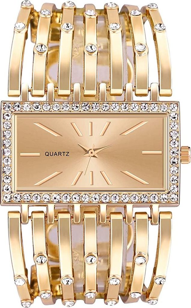 Elegante Damen Armbanduhr mit Quarzwerk, goldenem Produktbild 