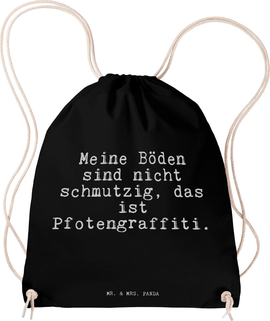 Mr. & Mrs. Panda Säckchen Meine Böden sind nicht... - Schwarz - Geschenk, Hund, Herz, Beutel, Kleiner Rucksack, Putzen, Sprüche, wander, Wohnung...