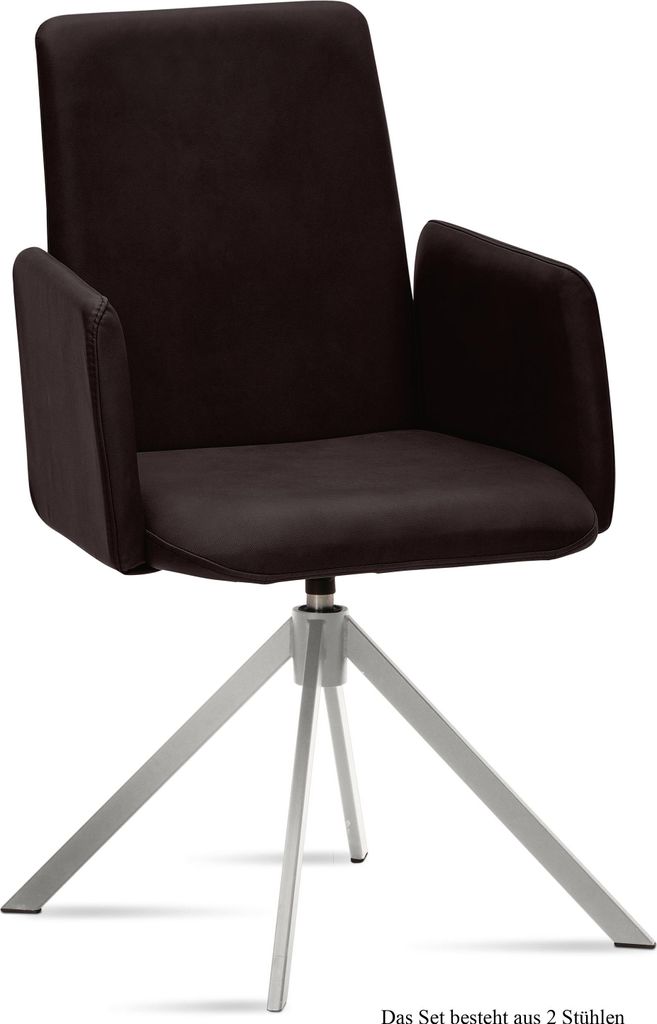 Armlehnstuhl drehbar (2er-Set) Dreama 52x92x60 Edelstahl/Espresso