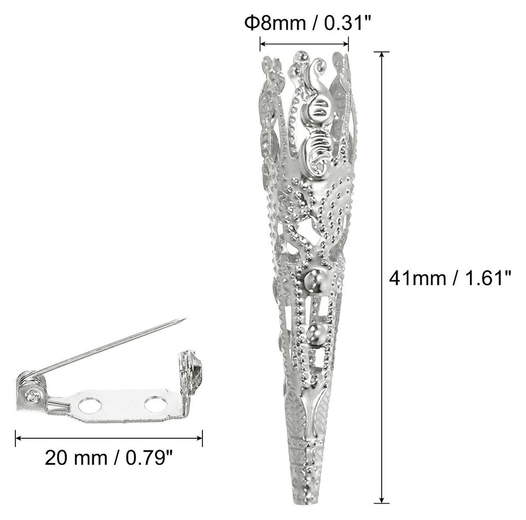 41mm Korsage Dekorative Halterung 10Stk Brosche Stift Vase Tasche Boutonniere Halter mit Stabstifte fš¹r Hochzeit Party Basteln Handwerk Silberton