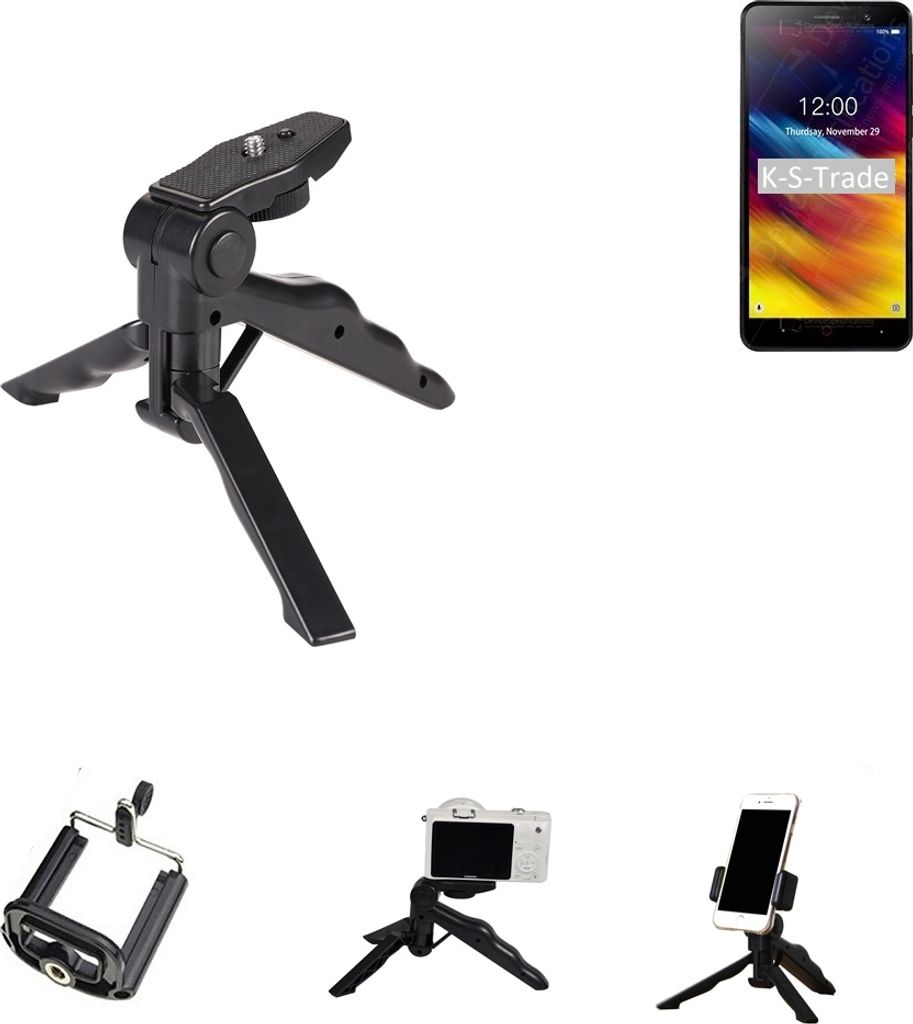 K-S-Trade Stativ Tisch-Ständer Dreibein Handy-Stativ Ständer kompatibel mit Doogee X100 Mini-Stativ Smartphone Tripod Handy-Stativ aus Plastik
