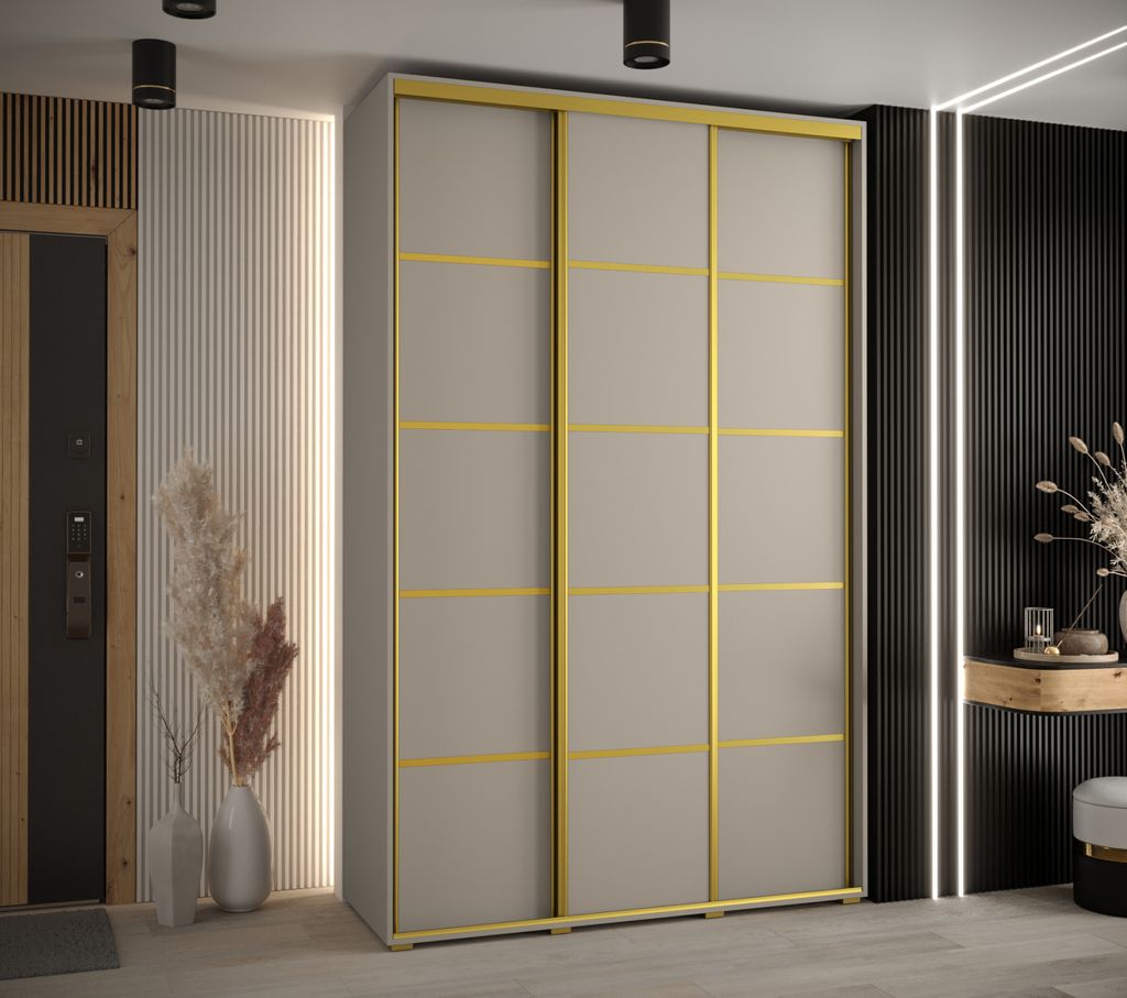 Kleiderschrank INDIRA 4 - 150/45 cm, Kaschmir/Gold