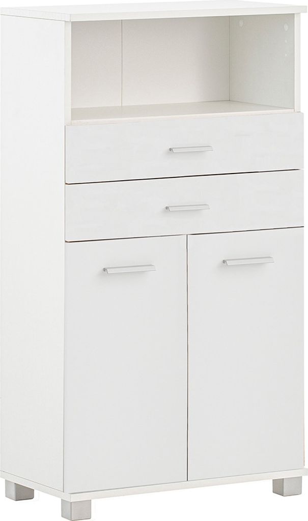 Bad Highboard in weiß matt, 2 Schubladen - PROVIDENCE-80