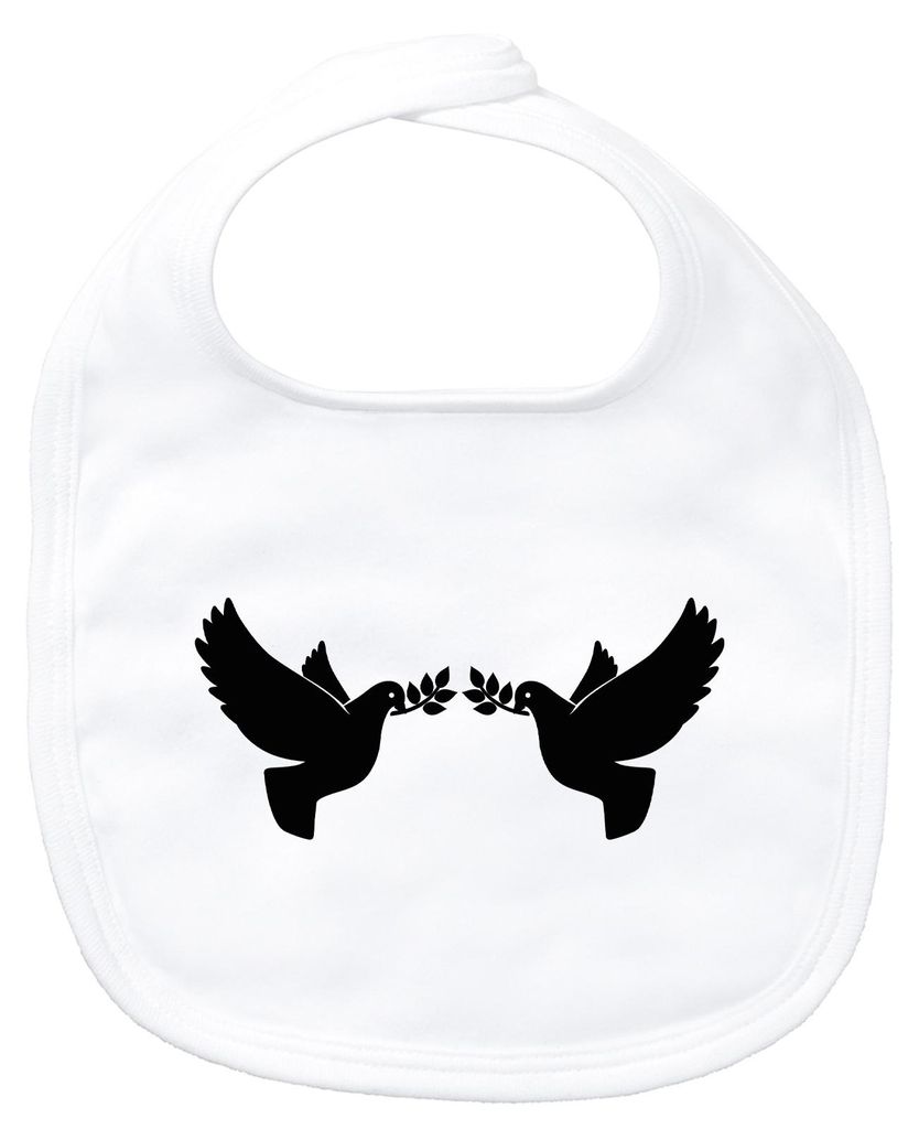 Huuraa Baby Lätzchen Friedenstauben White Klettverschluss Baumwolle Latz Geschenkidee