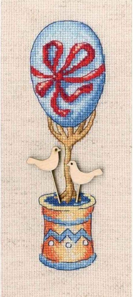 RTO Kreuzstich Set mit Holzelementen "Topiary - Baum des Glücks " CBE9009, Zählmuster, 5x16,5 cm