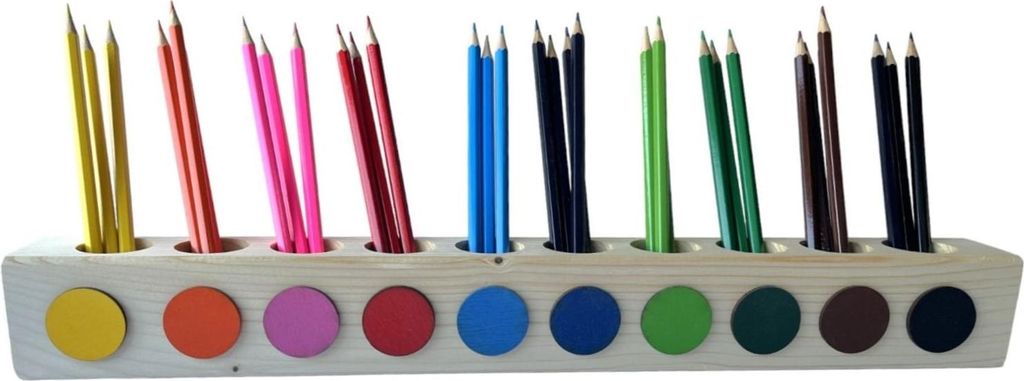 Holz Buntstiftsortierer ORGANIZER Montessori 10 Farben Produktbild 