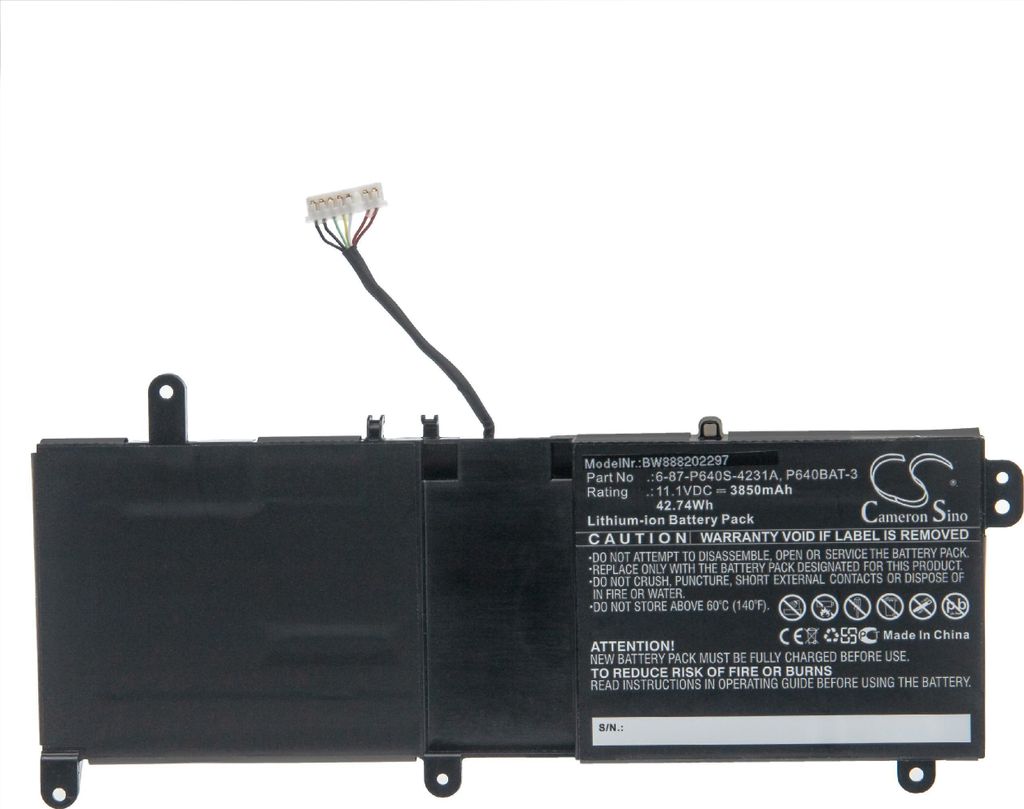 vhbw Akku Ersatz für Thunderobot P640BAT-3, 6-87-P640S-4231A für Notebook (3850 mAh, 11,1 V, Li-Ion)
