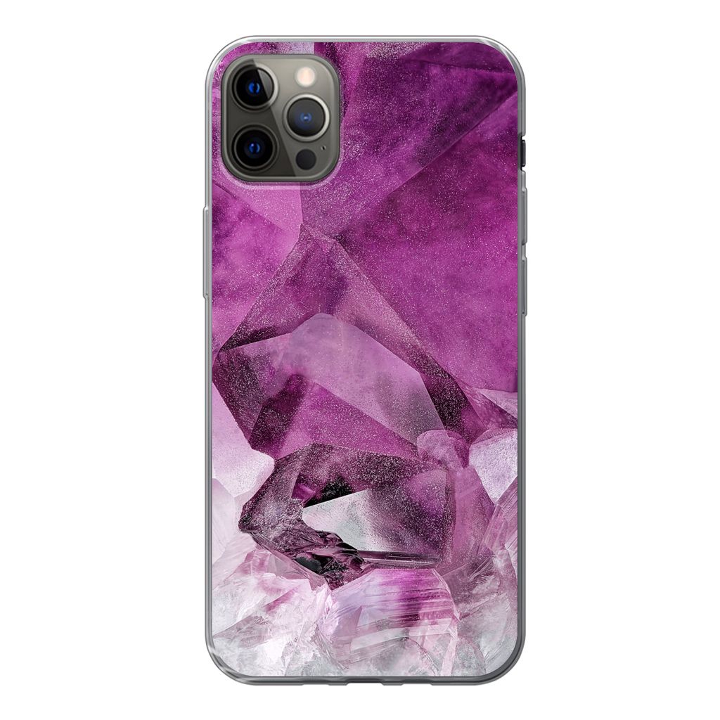 MuchoWow Handyhülle Schutzhülle Hülle für iPhone 13 Pro Max Kristall - Naturstein - Luxus Silikon Softcase Handy Hülle - Mobiltelefon