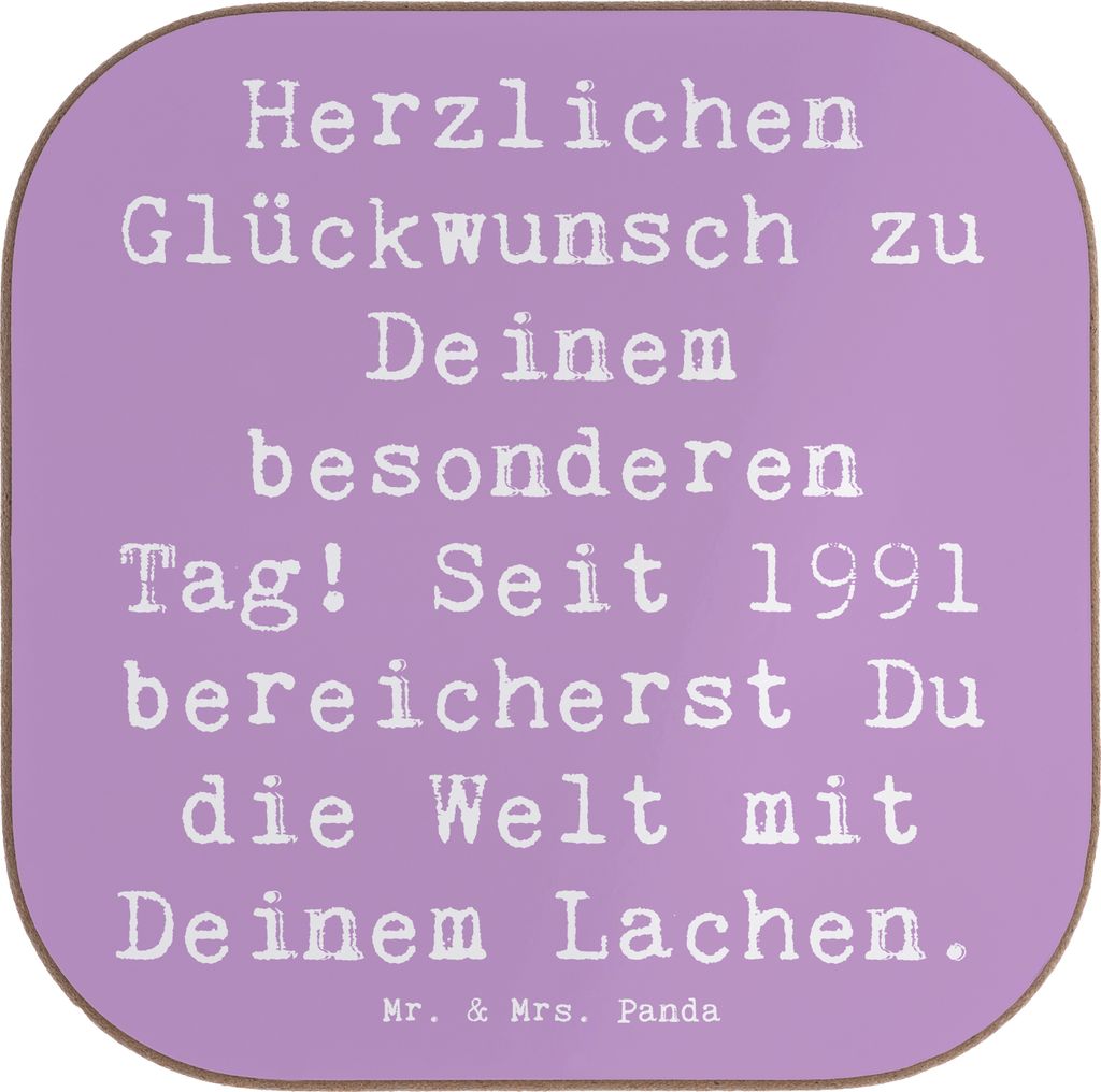 Mr. & Mrs. Panda Tassenuntersetzer Spruch 1991 Geburtstag - Lavendeltraum - Geschenk, Untersetzer Glas, Tischschoner, besondere Anlässe, Gläser, ...