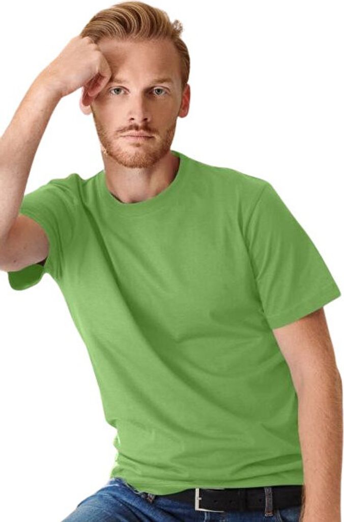 Uni Baumwoll-T-Shirt, hohe Grammatur, 100% Baumwolle, kein Druck, einfarbig, 200g/m2, Farbe erbsengrün, Größe M