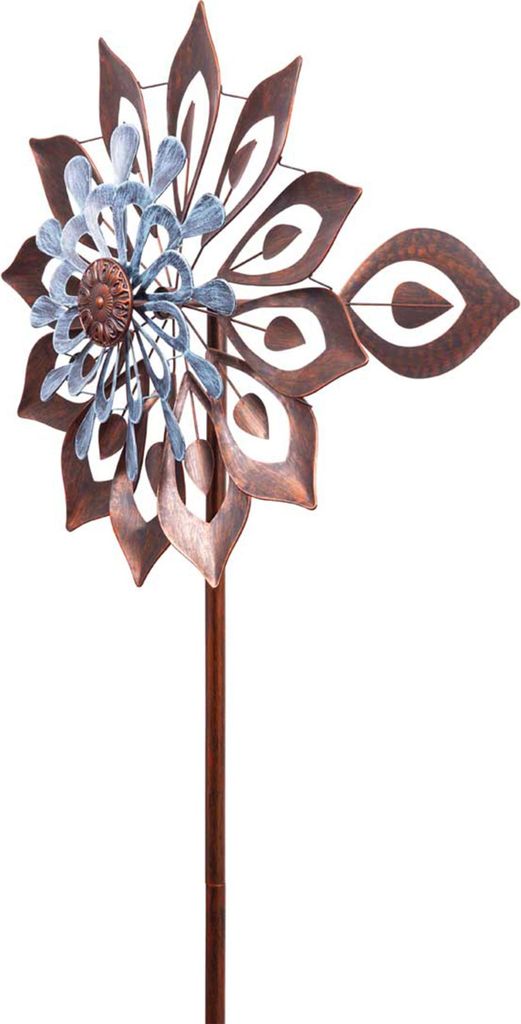 Kinetic Art: Metal Wind Spinner: Copper Illusion Giant Duett