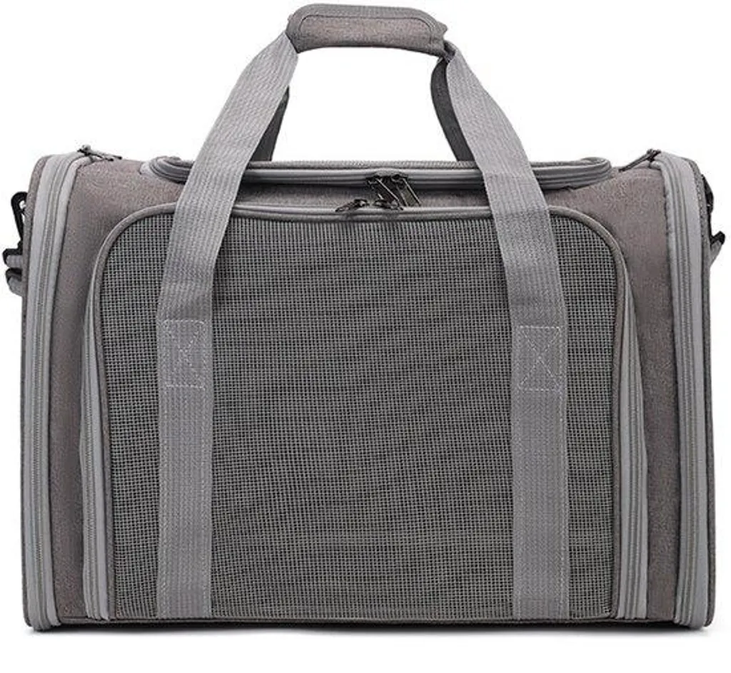 Panier de voyage pour chat et petit chien gris avec matelas 45x30x30cm