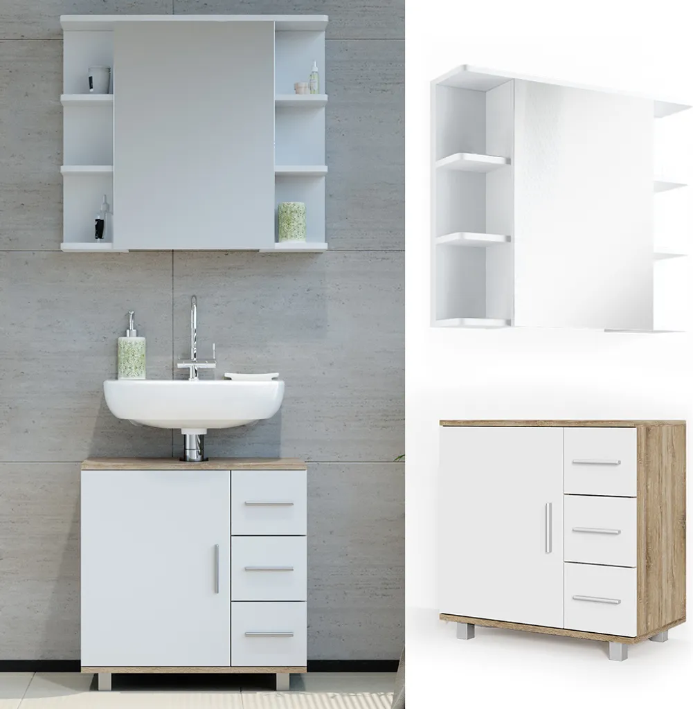 Ensemble meuble de salle de bain Vicco Ilias coloris chêne Sonoma - 2