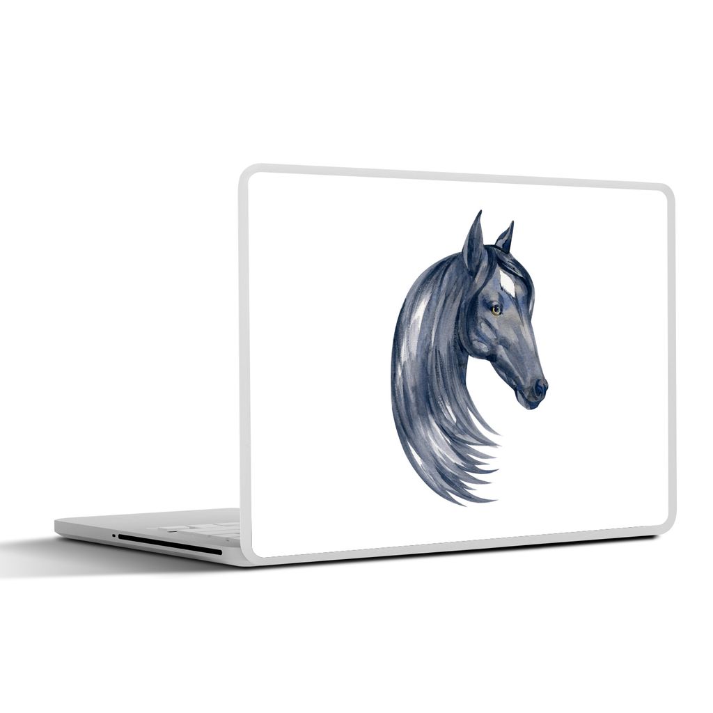 MuchoWow Laptop Aufkleber Sticker Cover Pferd - Aquarell - Kariert - Mädchen - Kinder - Mädchen 30x21 cm - Sticker für Laptop - Selbstklebend