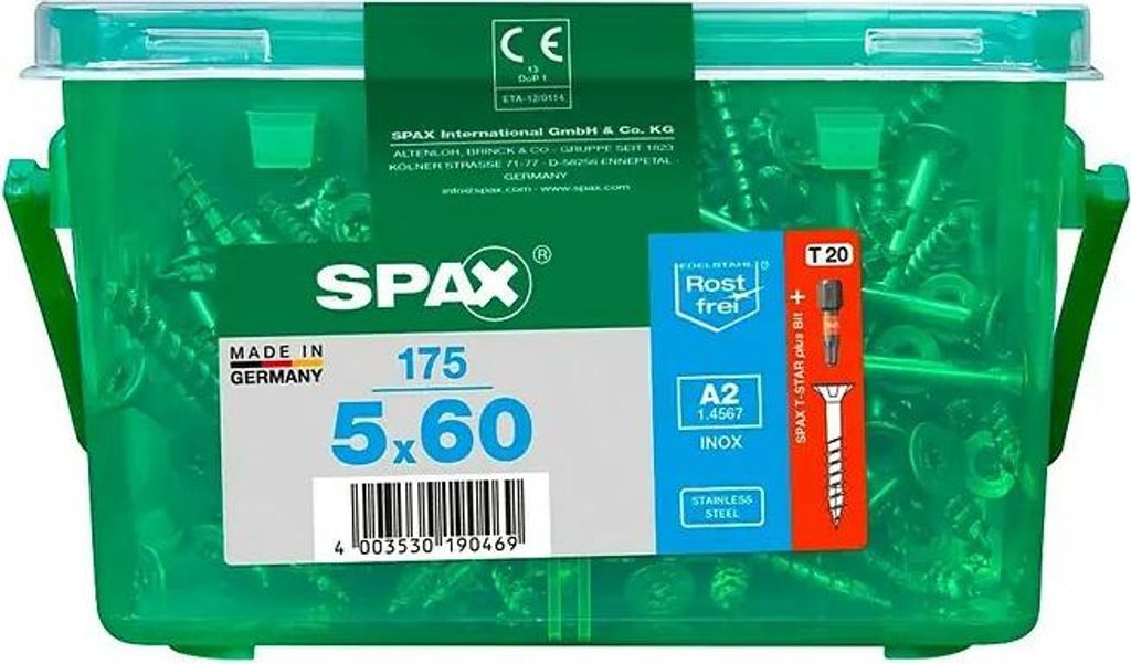 SPAX Universalschraube Edelstahl A2, 5x60 mm, 175 Stück, Produktbild 
